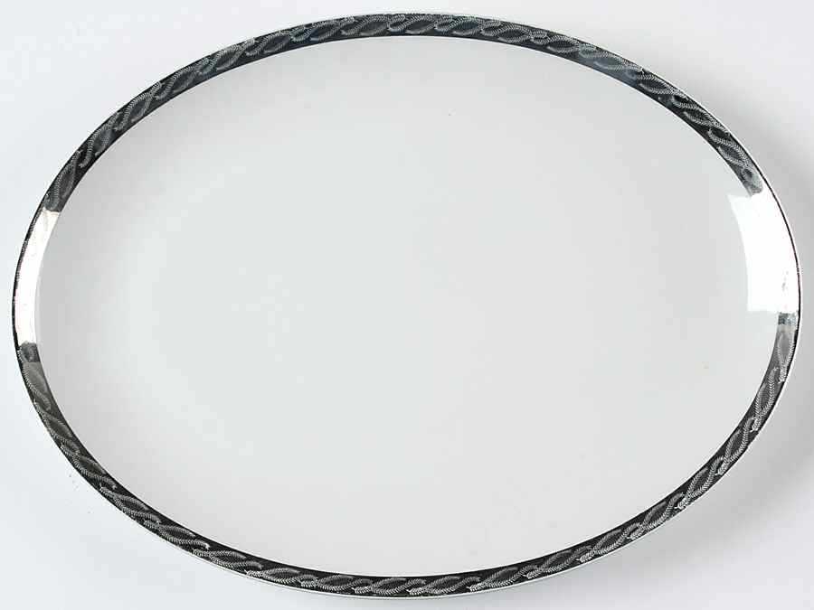 Silver Lichen 12" Oval Serving Platter by Fukagawa-1