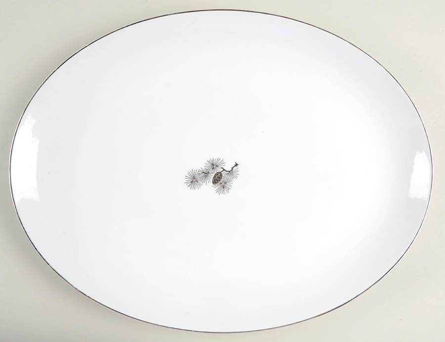 Silver Pine 16" Oval Serving Platter by Fukagawa-1