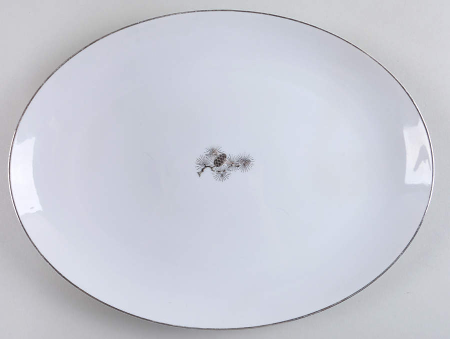 Silver Pine 12" Oval Serving Platter by Fukagawa-1