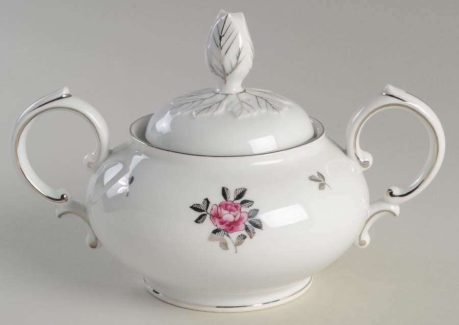 Silver Rose Sugar Bowl & Lid by Fukagawa-1