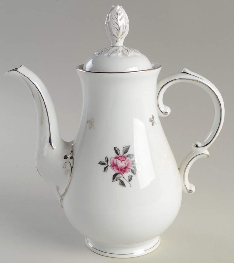 Silver Rose Coffee Pot & Lid by Fukagawa-1