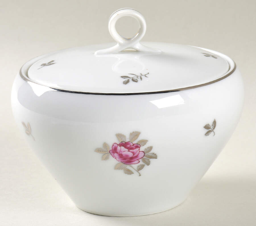 Silver Rose Sugar Bowl & Lid by Fukagawa-1