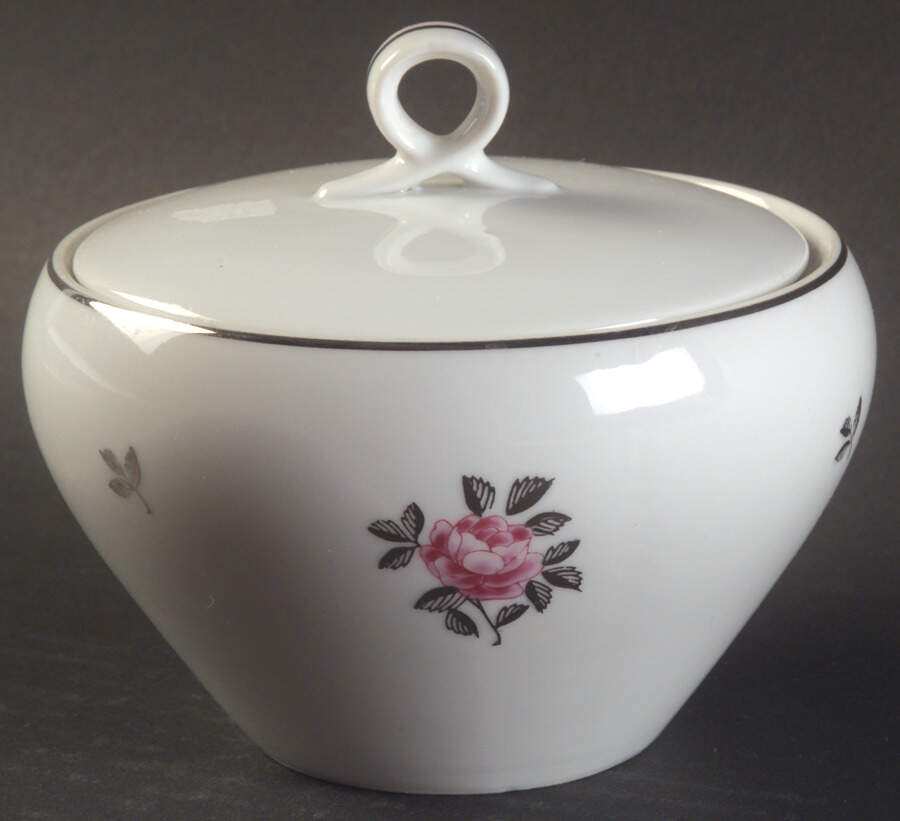 Silver Rose Sugar Bowl & Lid by Fukagawa-1