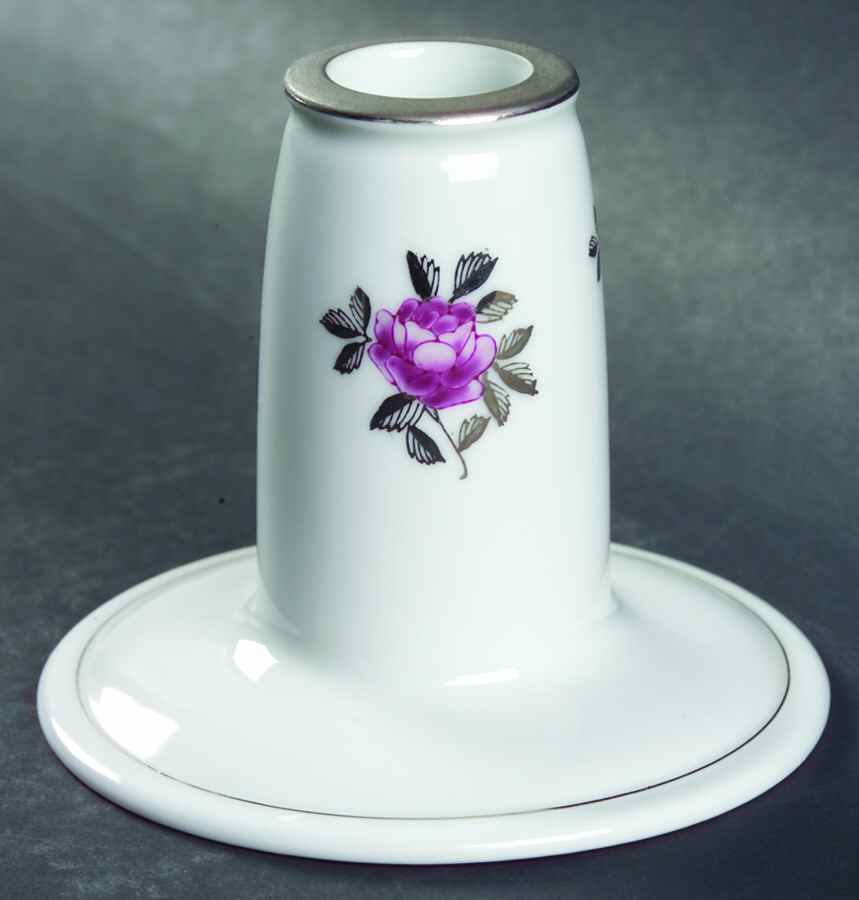 Silver Rose 3" Candlestick by Fukagawa-1