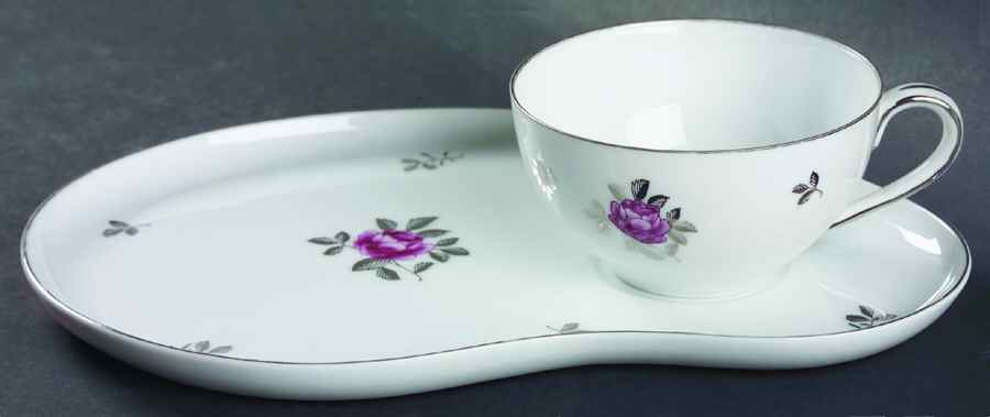 Silver Rose Snack Plate & Cup Set by Fukagawa-1