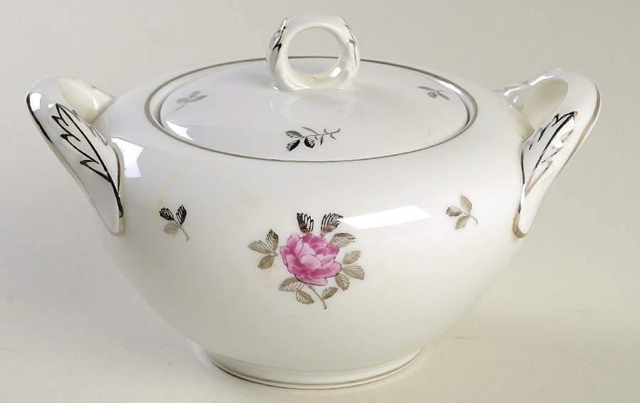 Silver Rose Sugar Bowl & Lid by Fukagawa-1