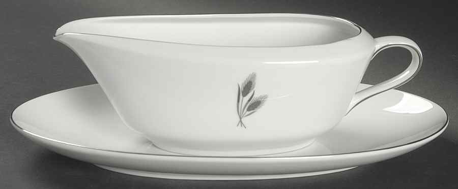 Silver Wheat Gravy Boat & Underplate/Relish by Fukagawa-1