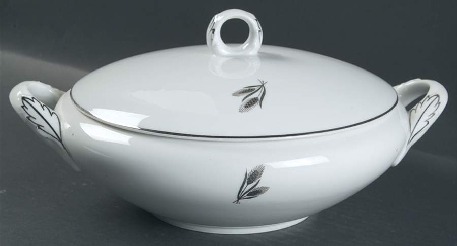 Silver Wheat Round Covered Vegetable by Fukagawa-1