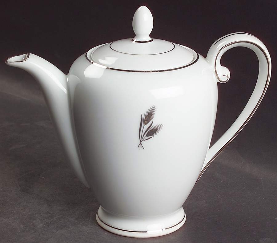 Silver Wheat Small Coffee Pot & Lid by Fukagawa-1