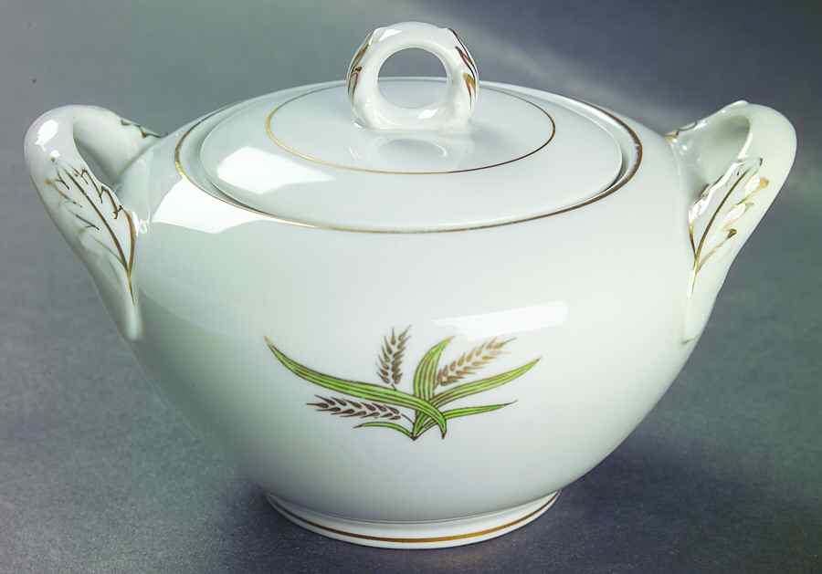 Wheat Sugar Bowl & Lid by Fukagawa-1