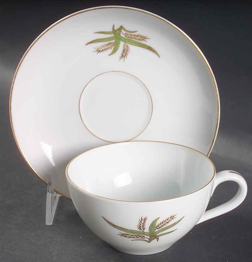 Wheat Flat Cup & Saucer Set by Fukagawa-1