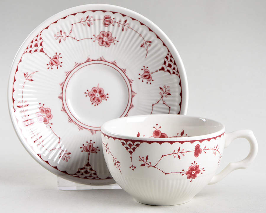 Denmark Pink Flat Cup & Saucer Set by Furnivals-1
