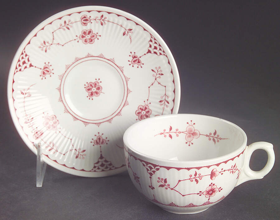 Denmark Pink Flat Cup & Saucer Set by Furnivals-1
