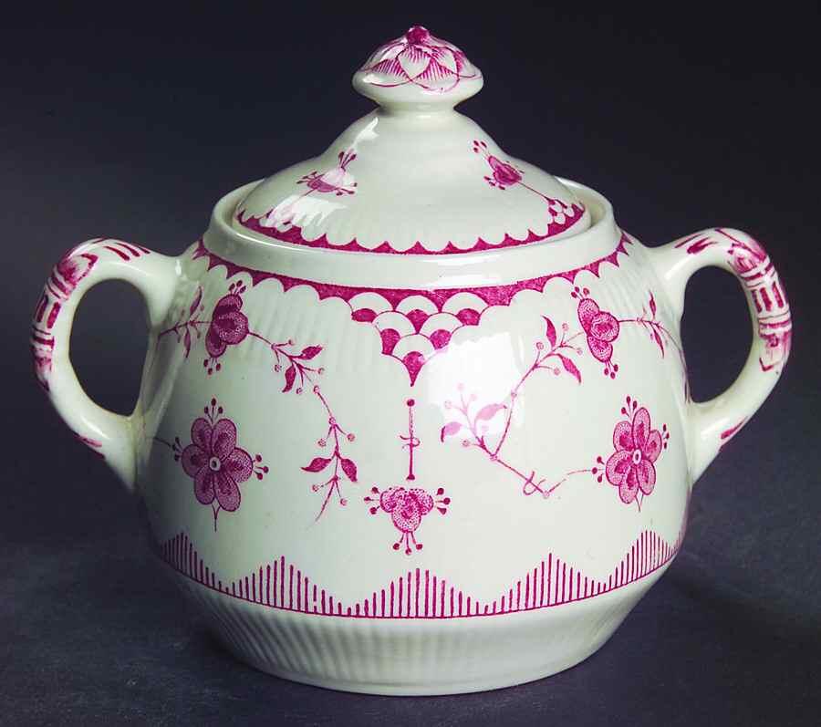 Denmark Pink Sugar Bowl & Lid by Furnivals-1