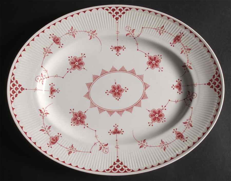 Denmark Pink 14" Oval Serving Platter by Furnivals-1