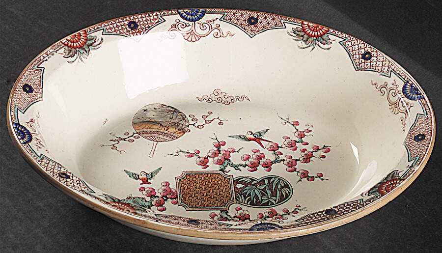 Formosa Brown Multicolor 10" Oval Vegetable Bowl by Furnivals-1