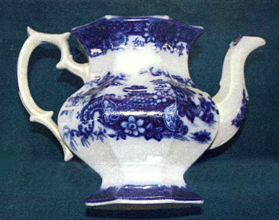 Indian Jar (Flow Blue) Teapot No Lid by Furnivals-1