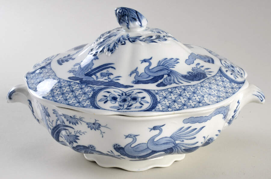 Old Chelsea Blue (Blue Birds, Flowers) Round Covered Vegetable by Furnivals-1