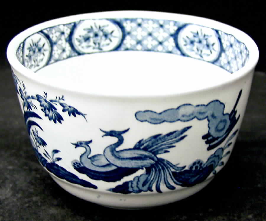 Old Chelsea Blue (Blue Birds, Flowers) Cranberry Bowl by Furnivals-1
