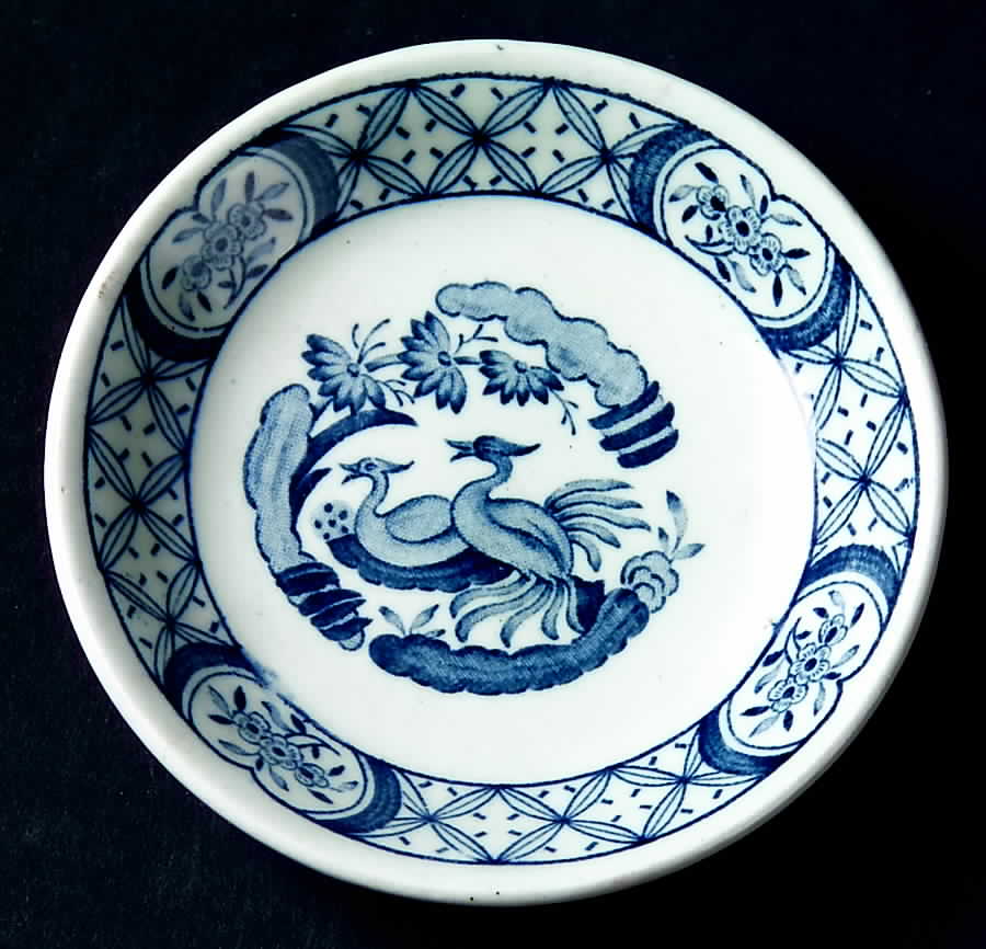 Old Chelsea Blue (Blue Birds, Flowers) Butter Pat by Furnivals-1