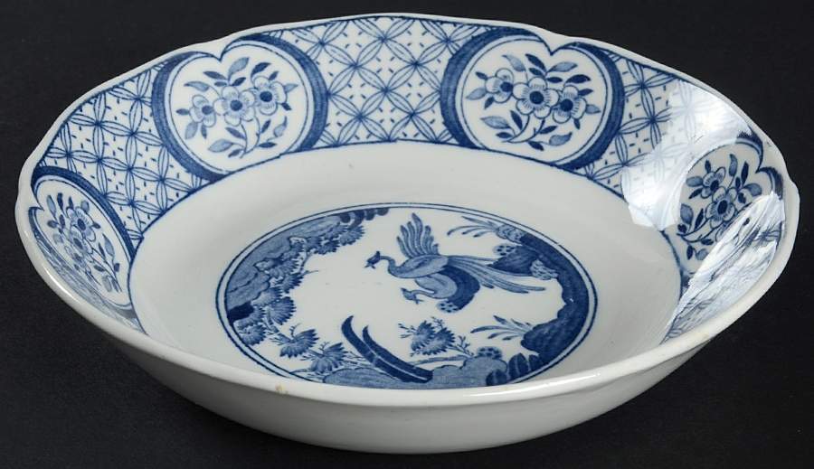 Old Chelsea Blue (Blue Birds, Flowers) Fruit/Dessert (Sauce) Bowl by Furnivals-1