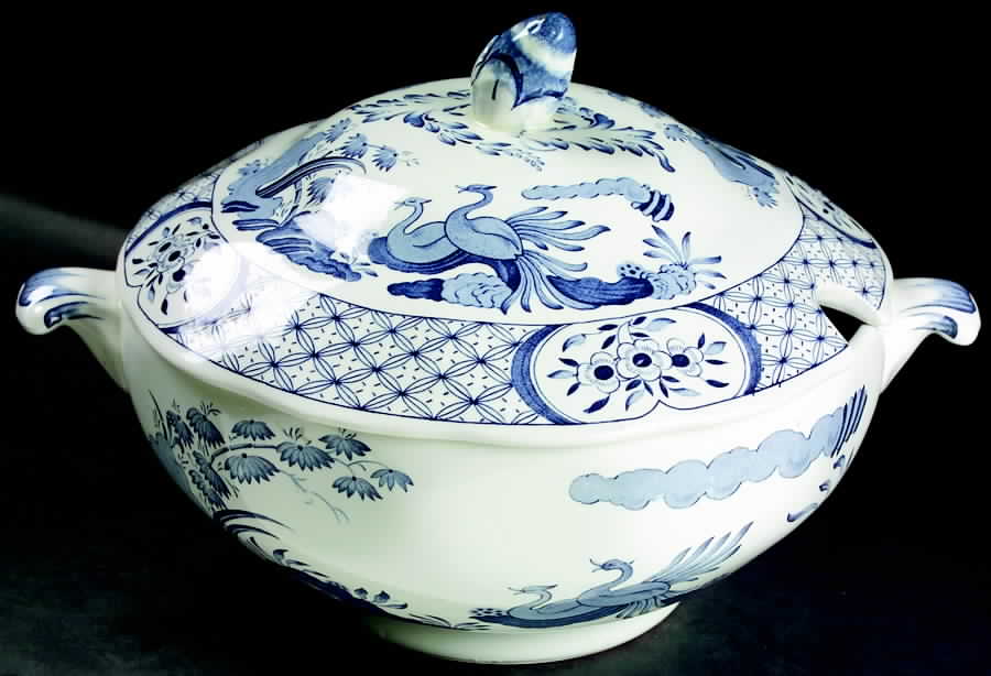 Old Chelsea Blue (Blue Birds, Flowers) Tureen &  Lid by Furnivals-1