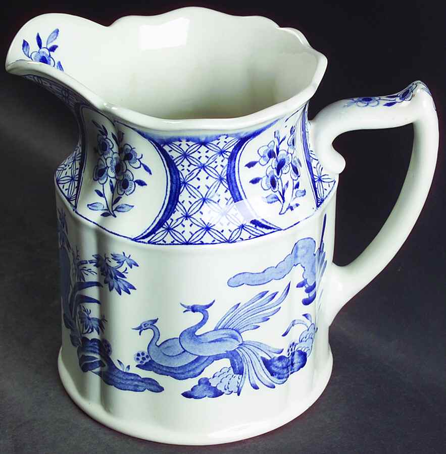 Old Chelsea Blue (Blue Birds, Flowers) 40 Oz Pitcher by Furnivals-1