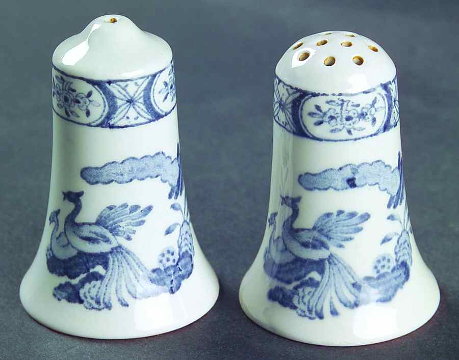 Old Chelsea Blue (Blue Birds, Flowers) Salt & Pepper Set by Furnivals-1
