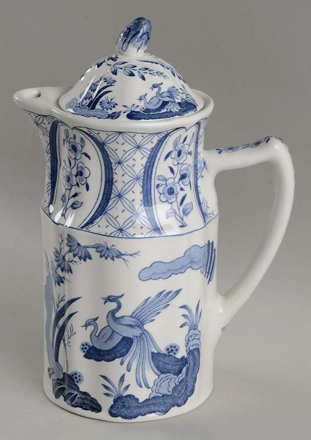 Old Chelsea Blue (Blue Birds, Flowers) Mini Coffee Pot & Lid by Furnivals-1