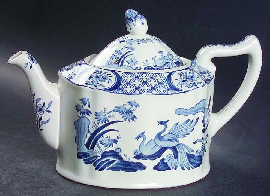Old Chelsea Blue (Blue Birds, Flowers) Mini Teapot & Lid by Furnivals-1