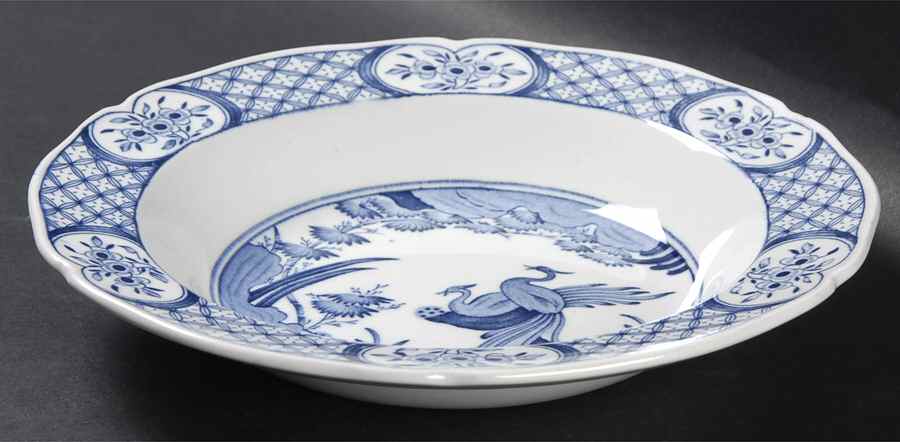 Old Chelsea Blue (Blue Birds, Flowers) Rim Soup Bowl by Furnivals-1