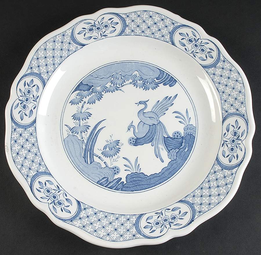 Old Chelsea Blue (Blue Birds, Flowers) 13" Chop Plate (Round Platter) by Furnivals-1
