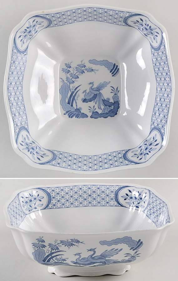 Old Chelsea Blue (Blue Birds, Flowers) 9" Square Vegetable Bowl by Furnivals-1