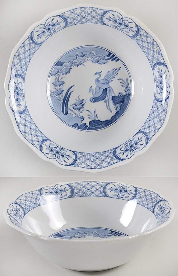 Old Chelsea Blue (Blue Birds, Flowers) 9" Round Vegetable Bowl by Furnivals-1
