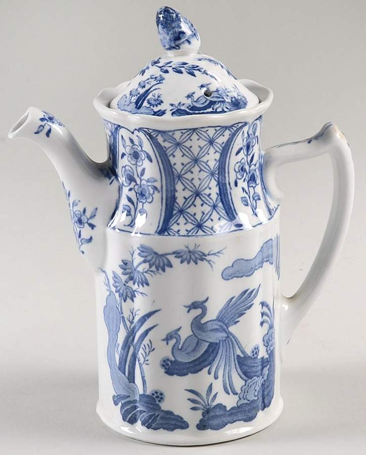 Old Chelsea Blue (Blue Birds, Flowers) Mini Coffee Pot & Lid by Furnivals-1
