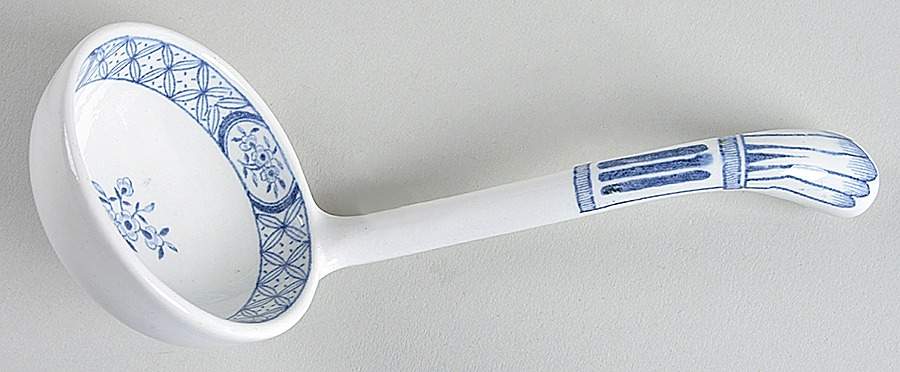 Old Chelsea Blue (Blue Birds, Flowers) Solid Piece Sauce Ladle by Furnivals-1