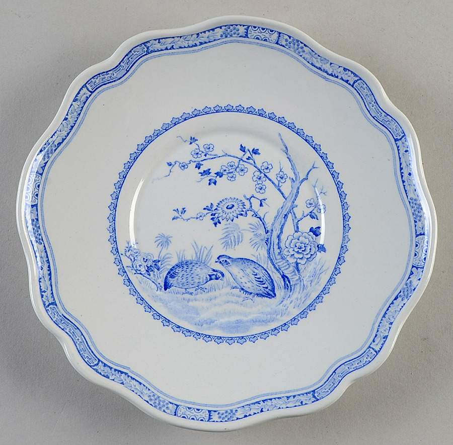 Quail Blue (Round Quail Backstamp) Gravy Boat-Underplate/Round by Furnivals-1