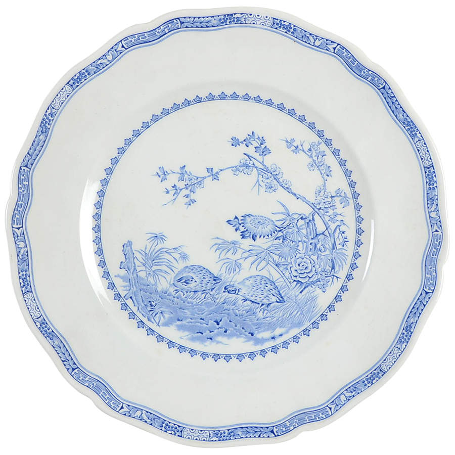 Quail Blue (Round Quail Backstamp) Dinner Plate by Furnivals-1
