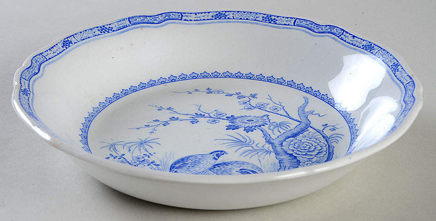 Quail Blue (Round Quail Backstamp) Coupe Soup Bowl by Furnivals-1