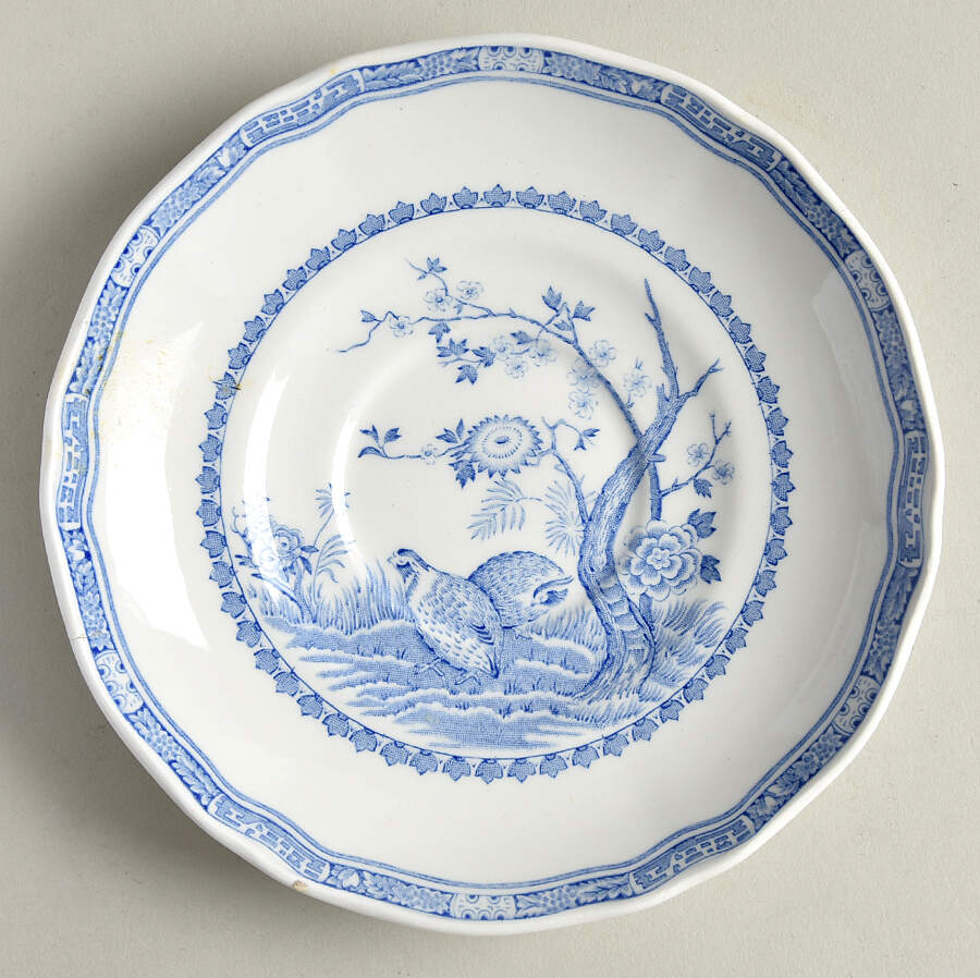 Quail Blue (Round Quail Backstamp) Saucer for Breakfast Cup by Furnivals-1