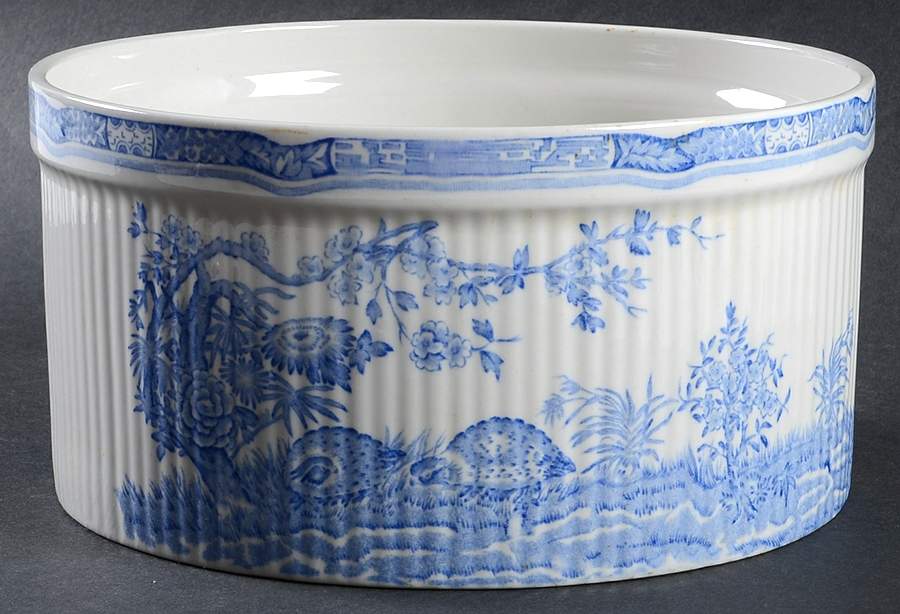 Quail Blue (Round Quail Backstamp) 7" Souffle by Furnivals-1