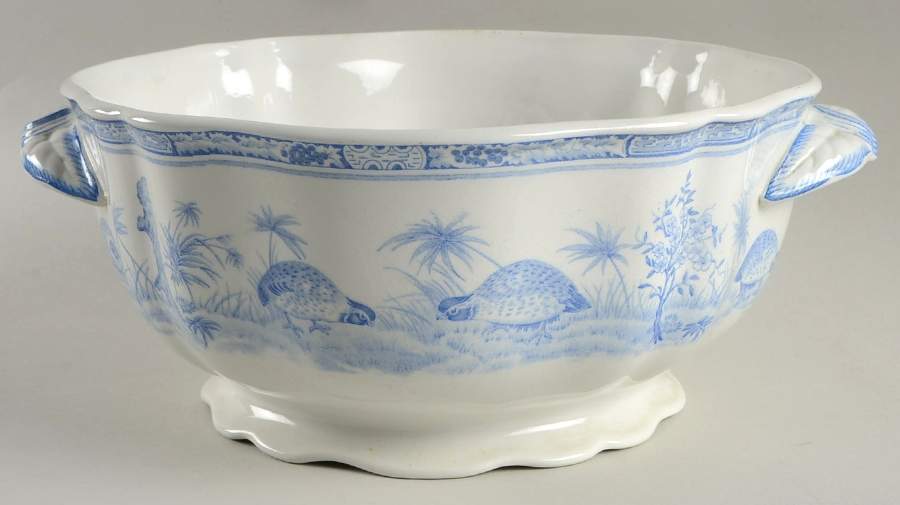 Quail Blue (Round Quail Backstamp) Tureen No Lid by Furnivals-1