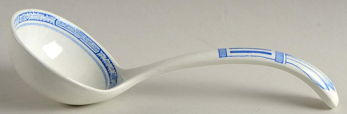 Quail Blue (Round Quail Backstamp) Tureen Ladle by Furnivals-1