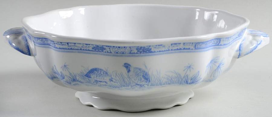 Quail Blue (Round Quail Backstamp) Round Vegetable No Lid by Furnivals-1
