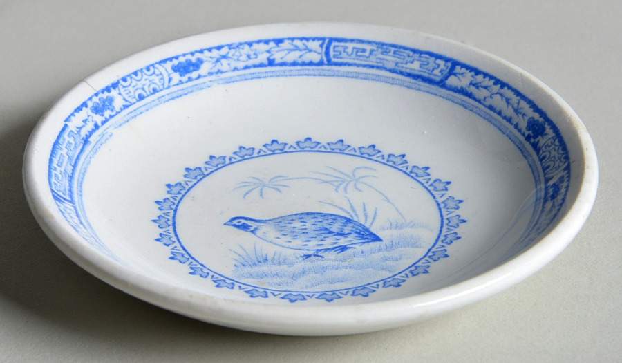 Quail Blue (Round Quail Backstamp) Butter Pat by Furnivals-1