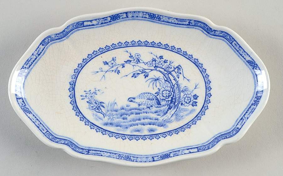 Quail Blue (Round Quail Backstamp) Relish by Furnivals-1