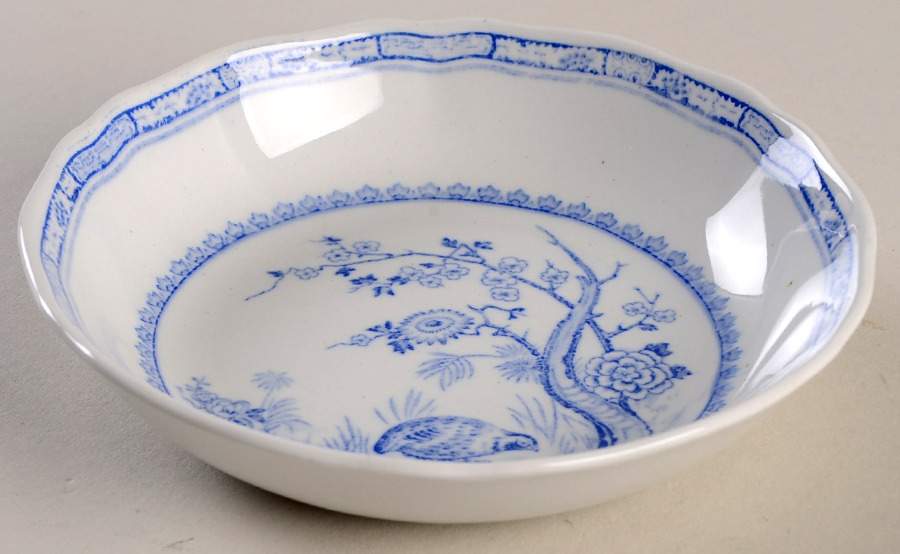 Quail Blue (Round Quail Backstamp) Fruit/Dessert (Sauce) Bowl by Furnivals-1