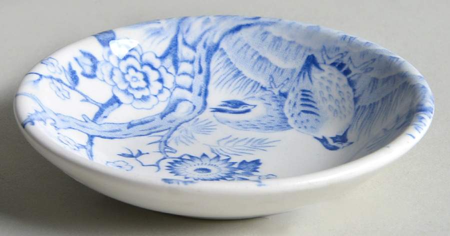 Quail Blue (Round Quail Backstamp) Butter Pat by Furnivals-1