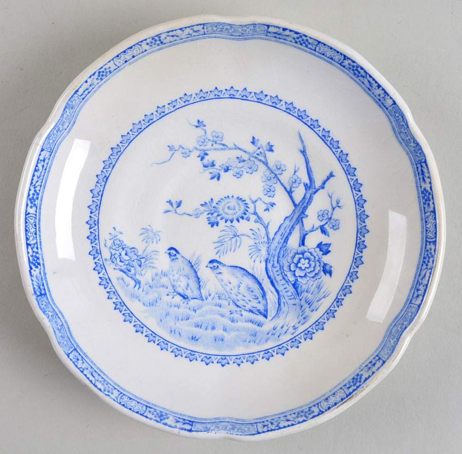 Quail Blue (Round Quail Backstamp) Saucer for Flat Cup by Furnivals-1