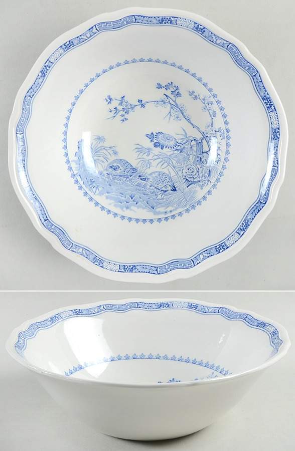 Quail Blue (Round Quail Backstamp) 8" Round Vegetable Bowl by Furnivals-1